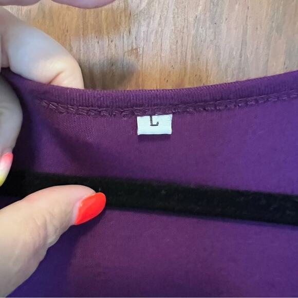 AUSELILY‎ Women's Long Sleeve Casual Dress Pockets Knee Length Large Purple - Picture 3 of 3